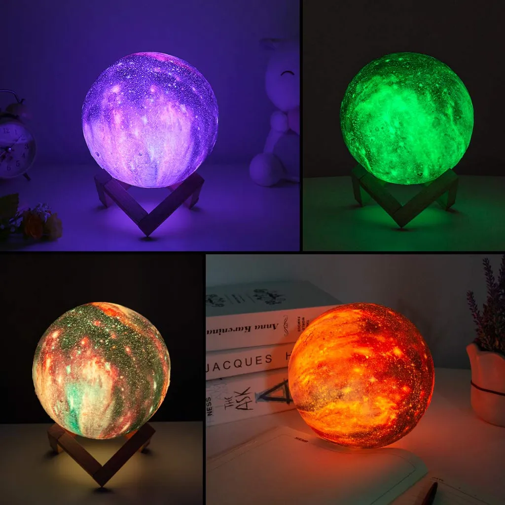 Veilleuse Bébé Lampe Lune 3D Rechargeable 15cm avec Télécommande Sans Fil