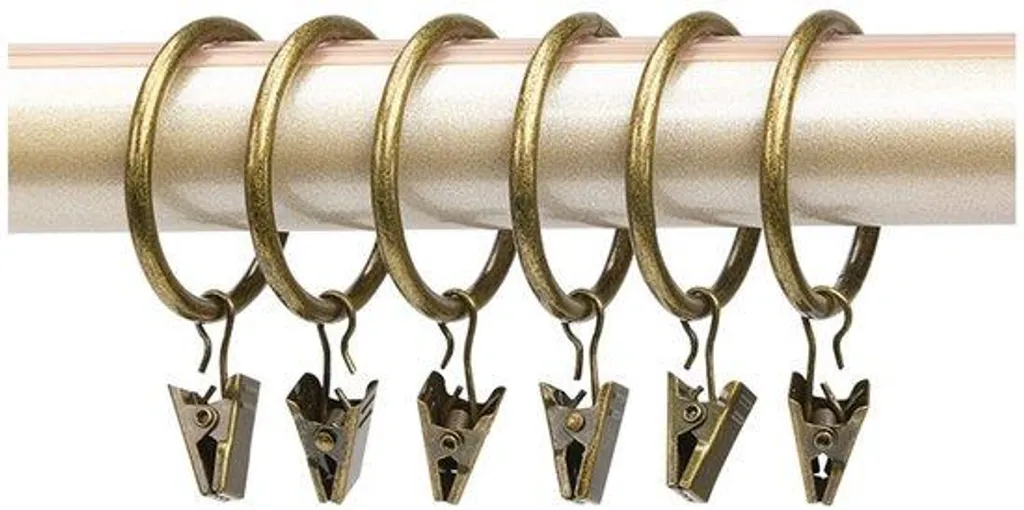 Anneaux pinces pour rideaux en métal bronze 50mm pour tringle classique