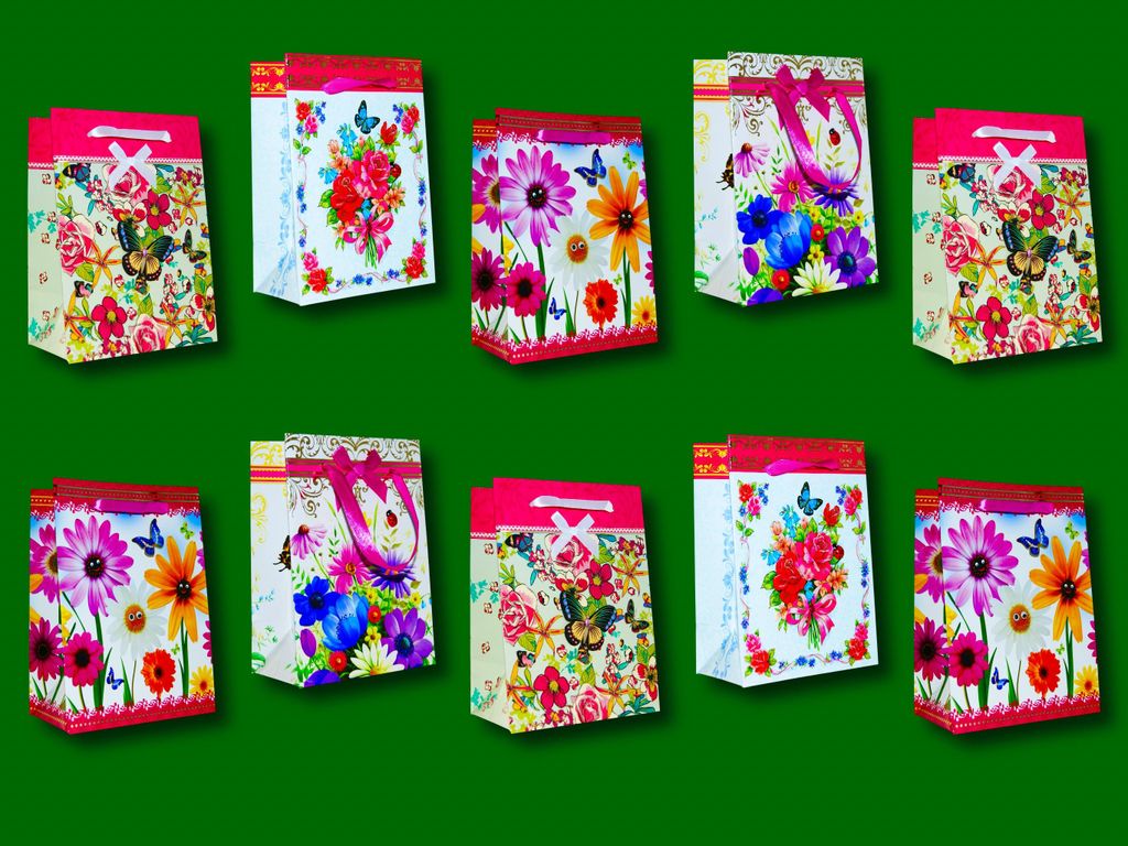 Handmade Geschenktaschen 10er SetGeschenktüten Premium Blumen Geburtstag Taschen Klein Mitbringsel