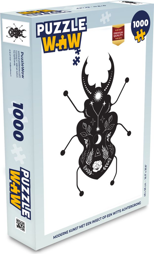 MuchoWow Puzzle 1000 Teile Moderne Kunst mit einem Insekt auf weißem Hintergrund - Spielzeug - Alt und Jung - Spiele - Puzzeln