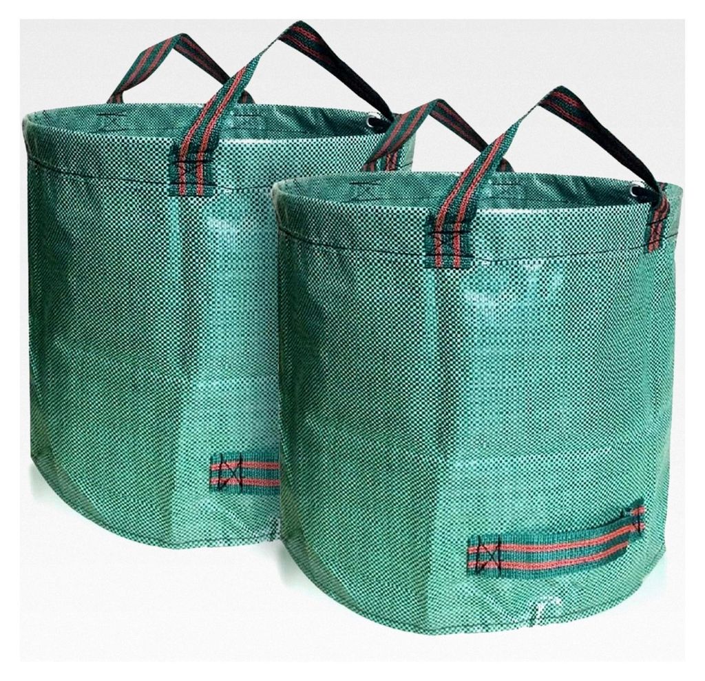 2er Set Gartensack - 500L Gartenabfallsack mit verstärktem Boden - Robuste Gartenarbeitssäcke, wiederverwendbare Mülleimer für Gras, Laub und G...