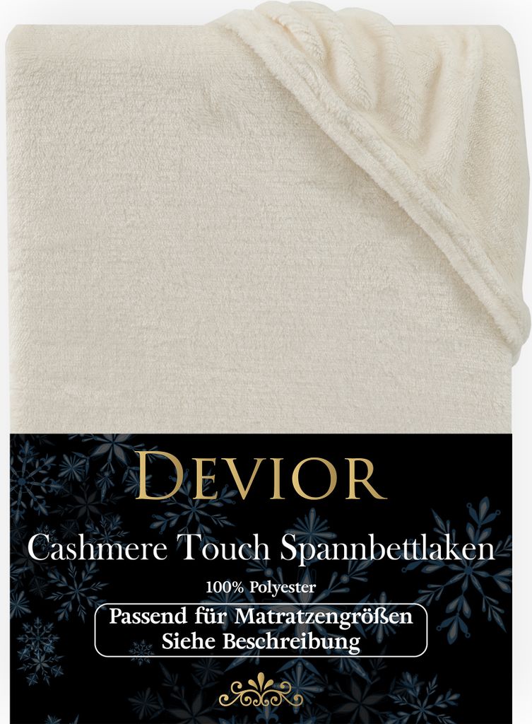 Devior Cashmere Touch Spannbettlaken 140x200 - 160x200 cm natur Bettlaken bis 22cm Matratzenhöhe Winter Warm Kuschelig