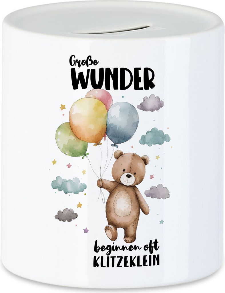 Große Wunder beginnen oft klitzeklein Spardose Das Baby Kommt Geschenk Baby Kind