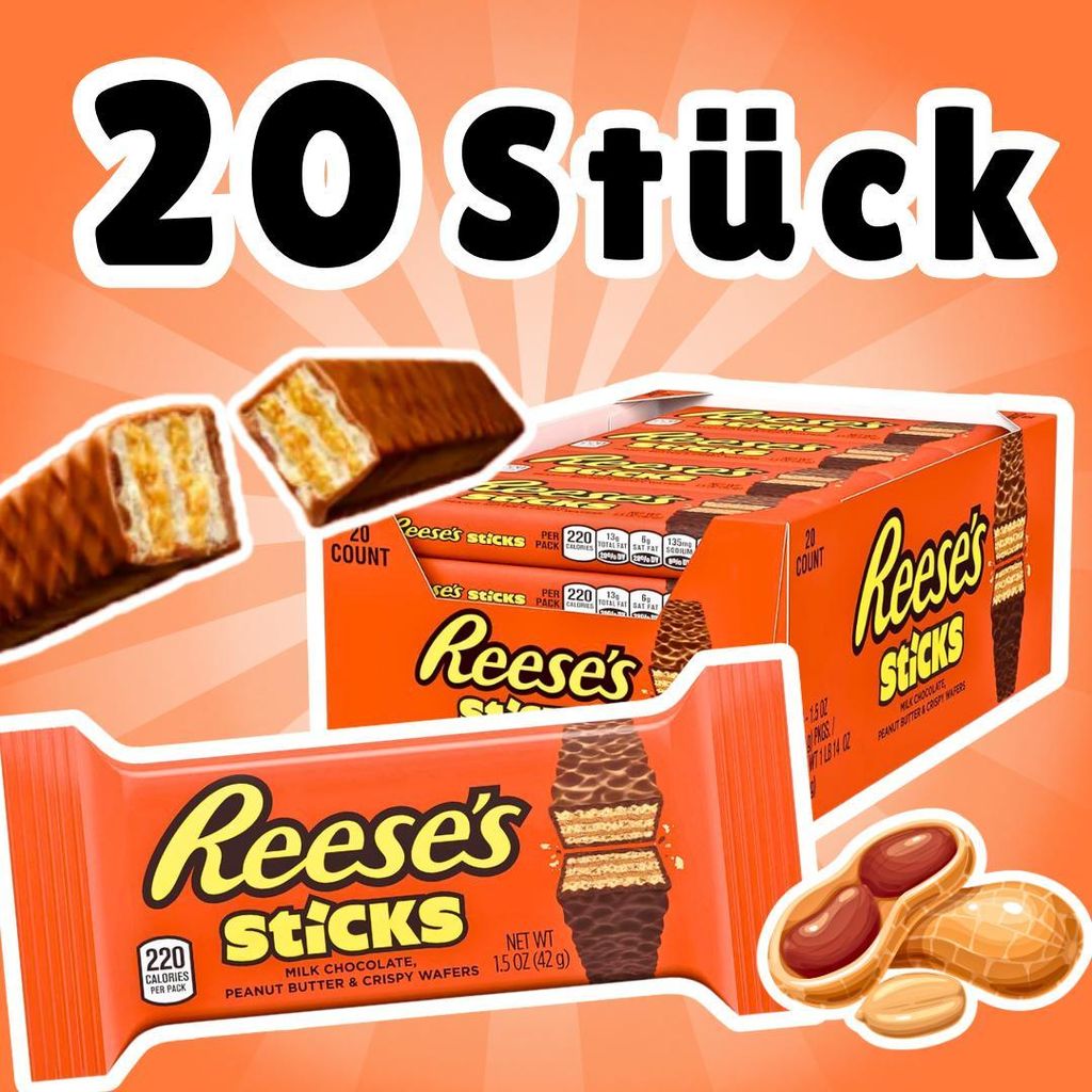 20 stuks REESE'S Peanut Butter Candy Sticks – Productafbeelding 