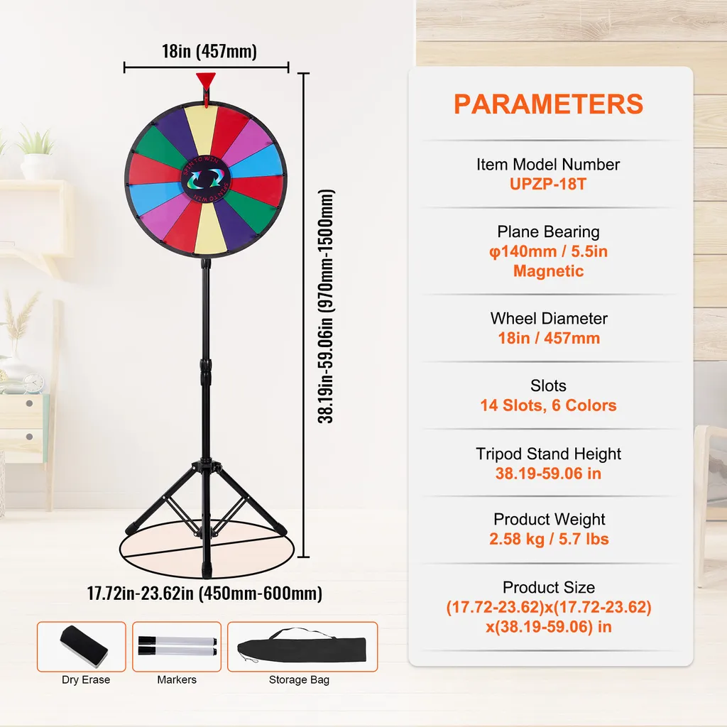 Lucky Wheel 46cm à Hauteur Réglable avec Surface Effaçable à Sec - 7