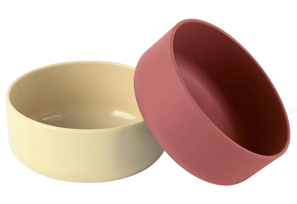 Petits bols Nude et Rouge 2pcs 0m+ - Lot de récipients repas bébé