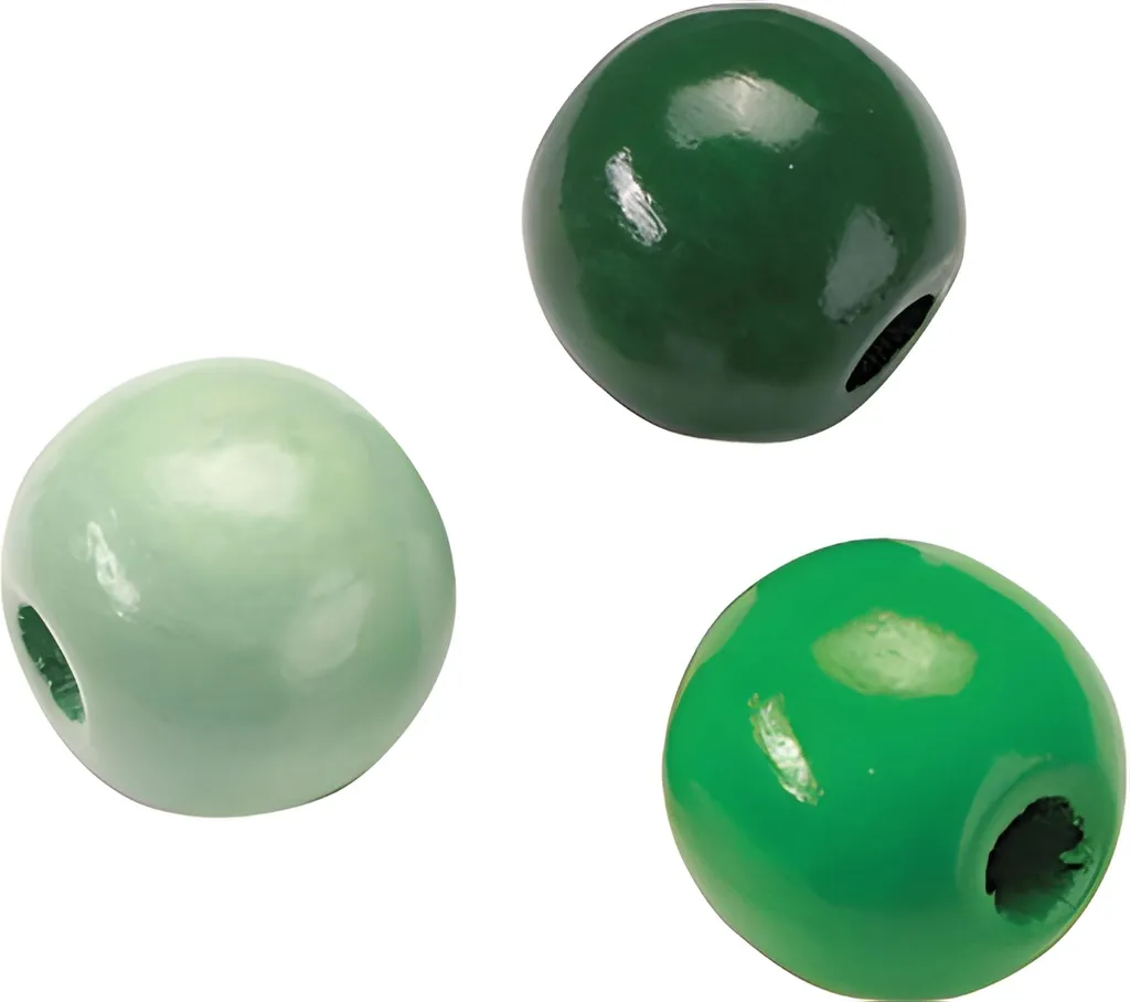 Perles en bois de hêtre vert Ø 12 mm : Lot assorti pour déco et macramé