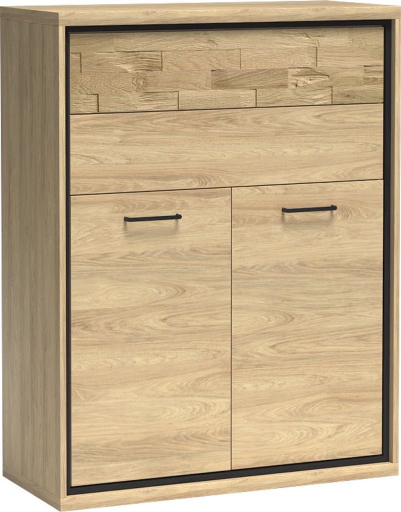 MINIO Hochkommode 92 cm mit Dekorplatte COMO 6 Natural Hikora Farbe