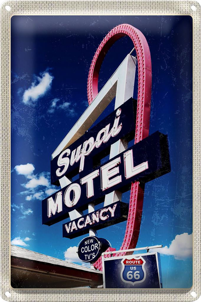 Blechschild Reise 40x30cm Amerika USA Route 66 Supai Motel