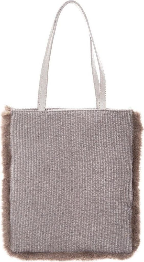 Einkaufstasche mit Pelz besatz, SCHOPPING BAG, 38 x 40 cm