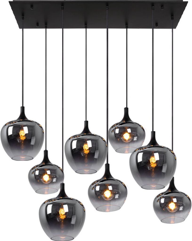 Hängeleuchte, Glas Metall, Schwarz-Rauchfarbe, L 105 cm Produktbild 