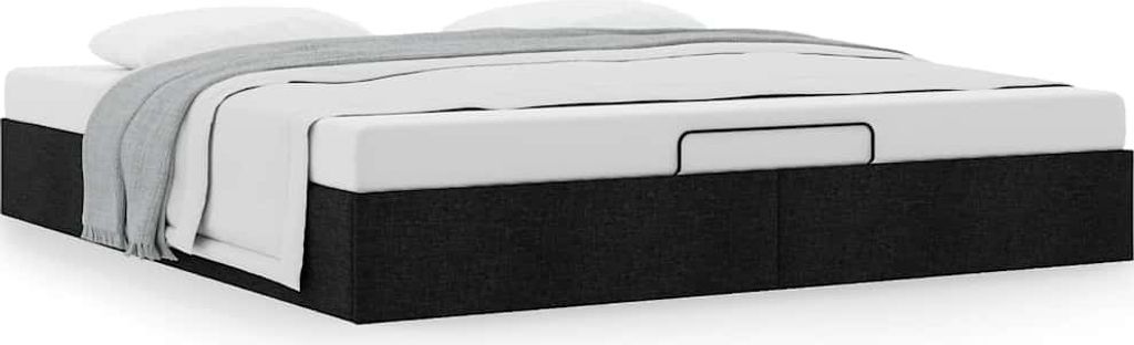 Ottoman-Bett ohne Matratze Schwarz 180x200 cm Stoff