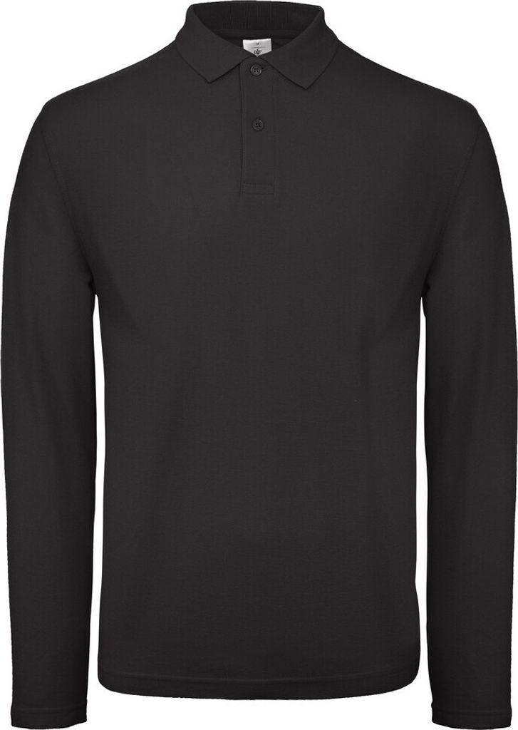 B&C Collection Herren Poloshirt Langarm RW6356 (M) (Schwarz)