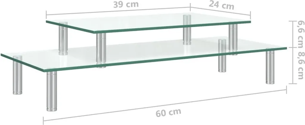 Support d'écran 2 niveaux en verre - Solution gain de place bureau net - 6