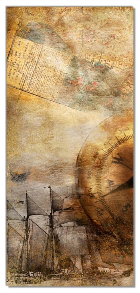 Wallario selbstklebende Türtapete 93 x 205 cm - Utensilien der Seefahrt - Abwischbar, rückstandsfrei zu entfernen