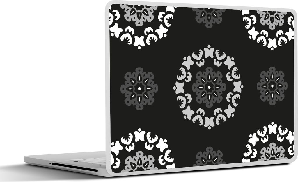 MuchoWow Laptop Aufkleber Sticker Cover Mandala - Muster - Schwarz und Weiß 31x22.5 cm - Laptop-Deko