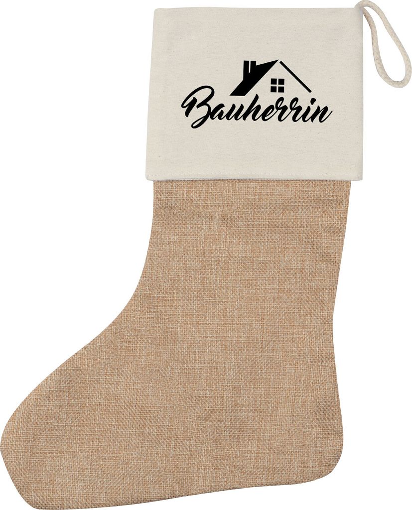 Huuraa Weihnachtsstrumpf Bauherrin Beige Jute Kaminstrumpf Geschenkidee