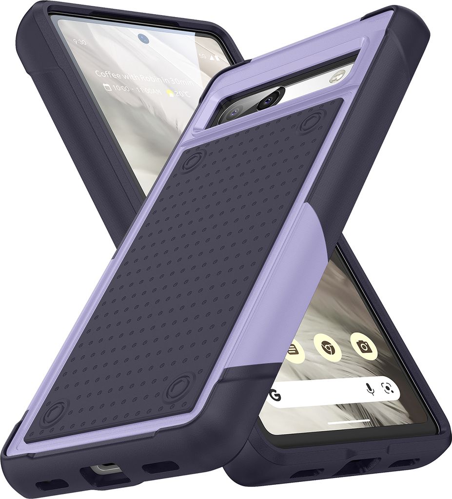 Für Google Pixel 7A Hülle Militärqualität Stoßfest Hybrid 2 in 1 Hart PC Weich TPU Handyhülle Lila Blau