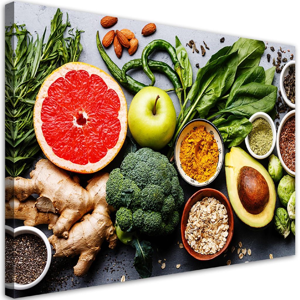 Leinwandbild Gemüse- und Obstkomposition 60x40 Feeby Bunt bild für die wand bereit zum aufhängen
