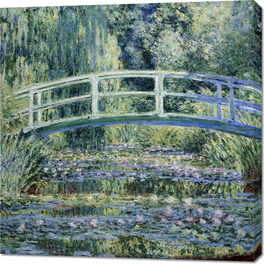 Tableau Carré 90x90 cm Nénuphars Monet - Toile Vintage Haute Qualité