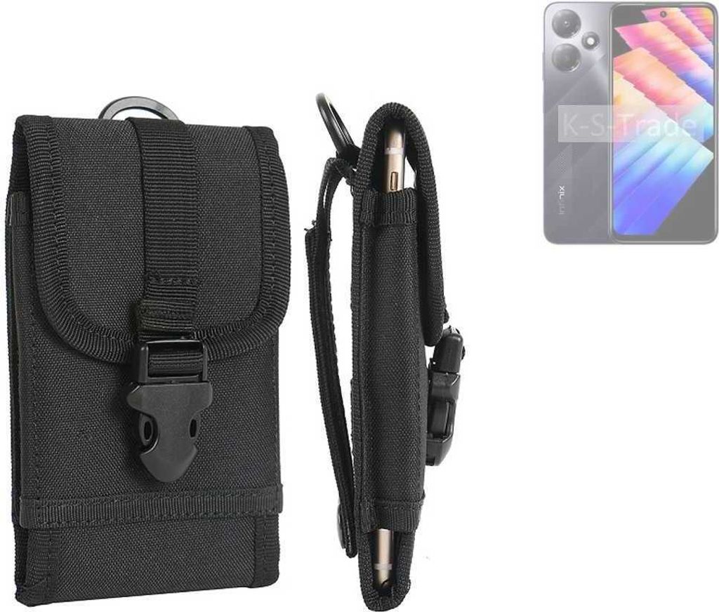 K-S-Trade Holster Handy Hülle kompatibel mit Infinix Hot 30 Play Holster Handytasche Gürtel Tasche Schutz Hülle Robust Outdoor schwarz
