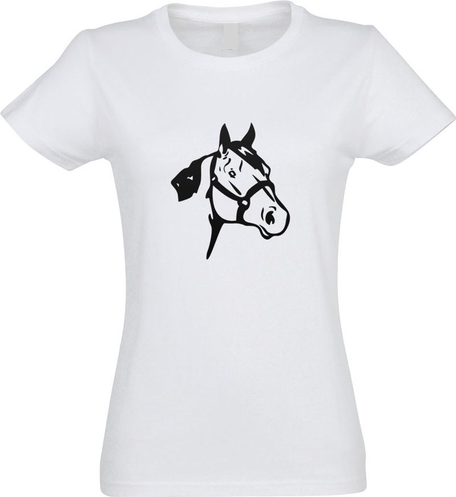 Kiwistar - T-Shirt tailliert - Damen - Weiss - Pferdekopf - Reiten - Dressurpferd - mit Motiv Bedruckt - Funshirt Design - Sport - Freizeit - Damen...