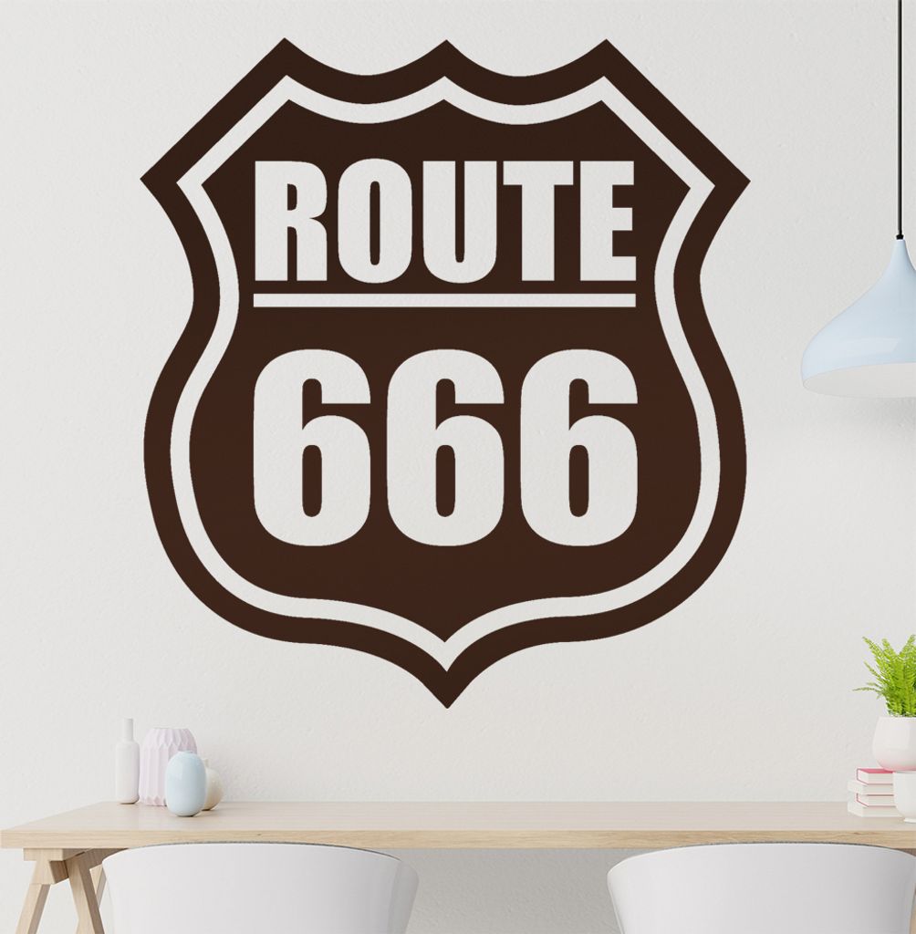 route 666 Wandtattoo in 6 Größen - Wandaufkleber Wall Sticker - Dekoration, Küche, Wohnzimmer, Schlafzimmer, Badezimmer
