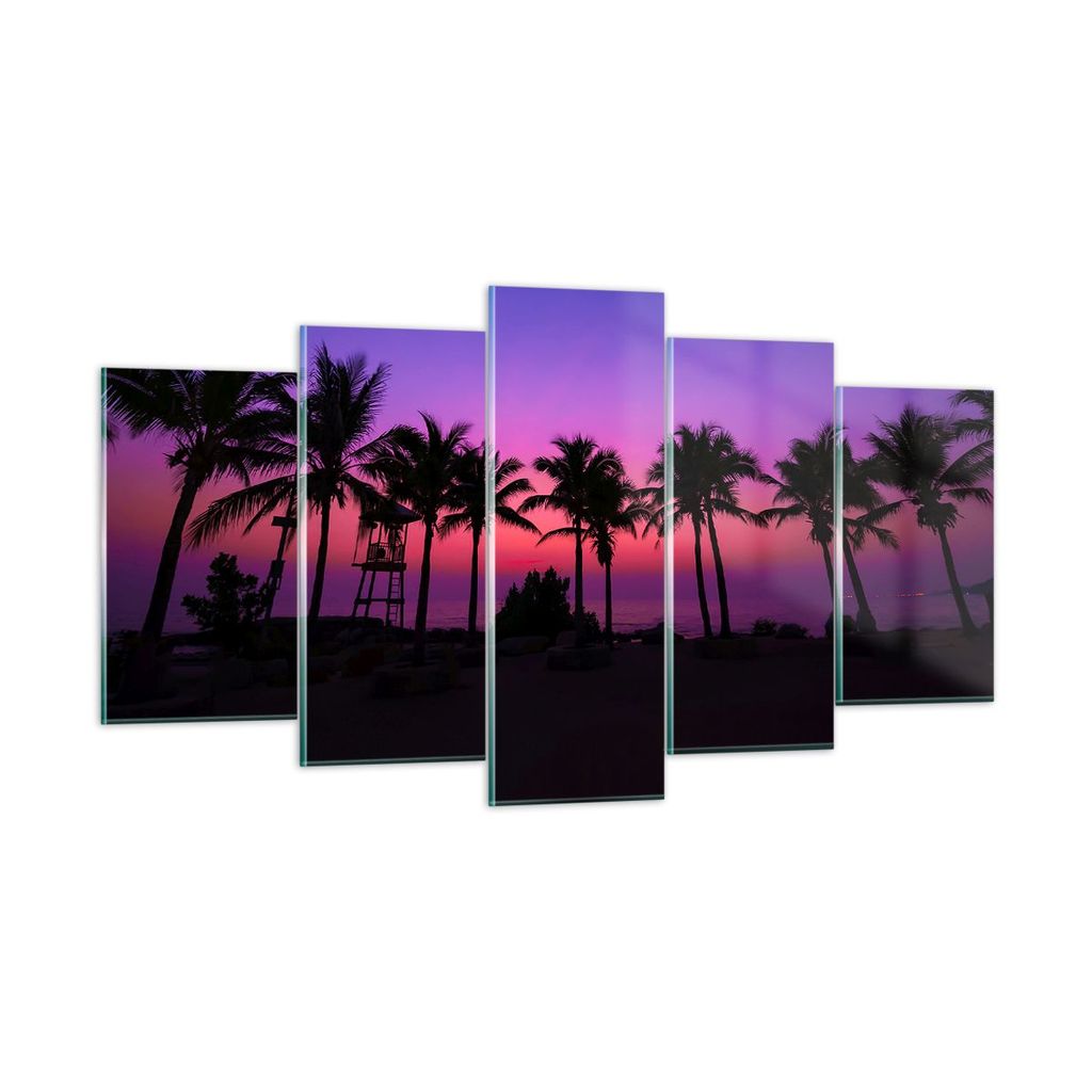 Bilder auf glas - Sonnenuntergang dämmerung sonne palme - 160x85cm - Glasbilder - Wandbilder - Kunstdruck - Wanddekoration aus Glas - Glas Bilder ...