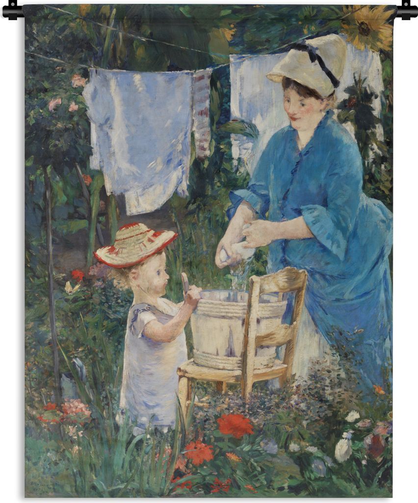 MuchoWow Wandteppich Wandbehang Wäscherei - Edouard Manet 150x200 cm Tapisserie Dekoration Wandtuch - Wandaufhängung - Moderner