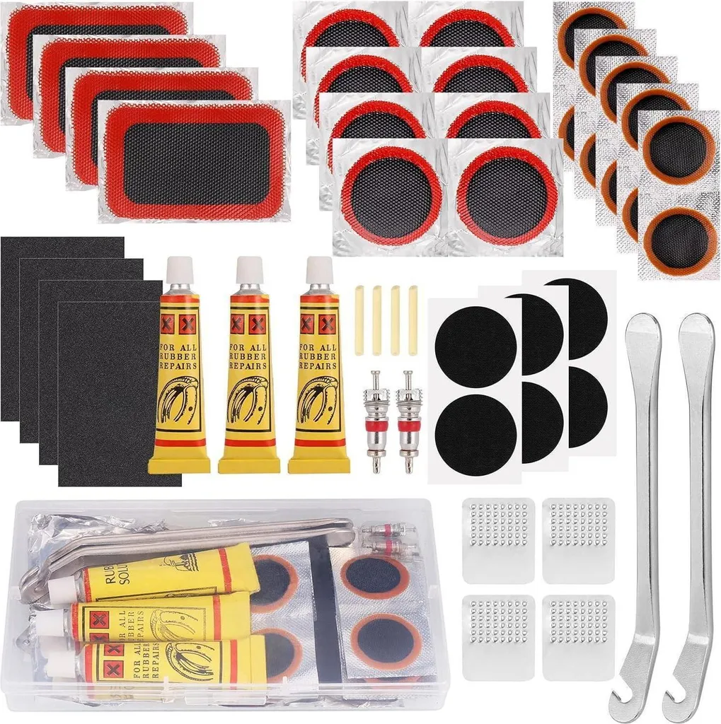 Kit Réparation Crevaison Pneu Vélo et Moto Hejo : Pack de 48 Pièces