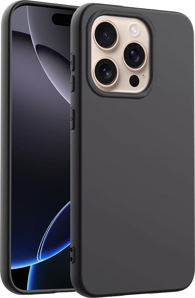 Hülle für Apple iPhone 16 Pro Max Handyhülle Back Cover Silikon Case Bumper in Schwarz