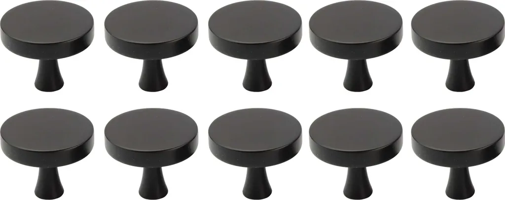 Natural Goods Berlin Maniglia per mobili KREISEL, pomolo per mobili, maniglia per armadi, pomolo per cassetti e porte, nero, 10 pezzi