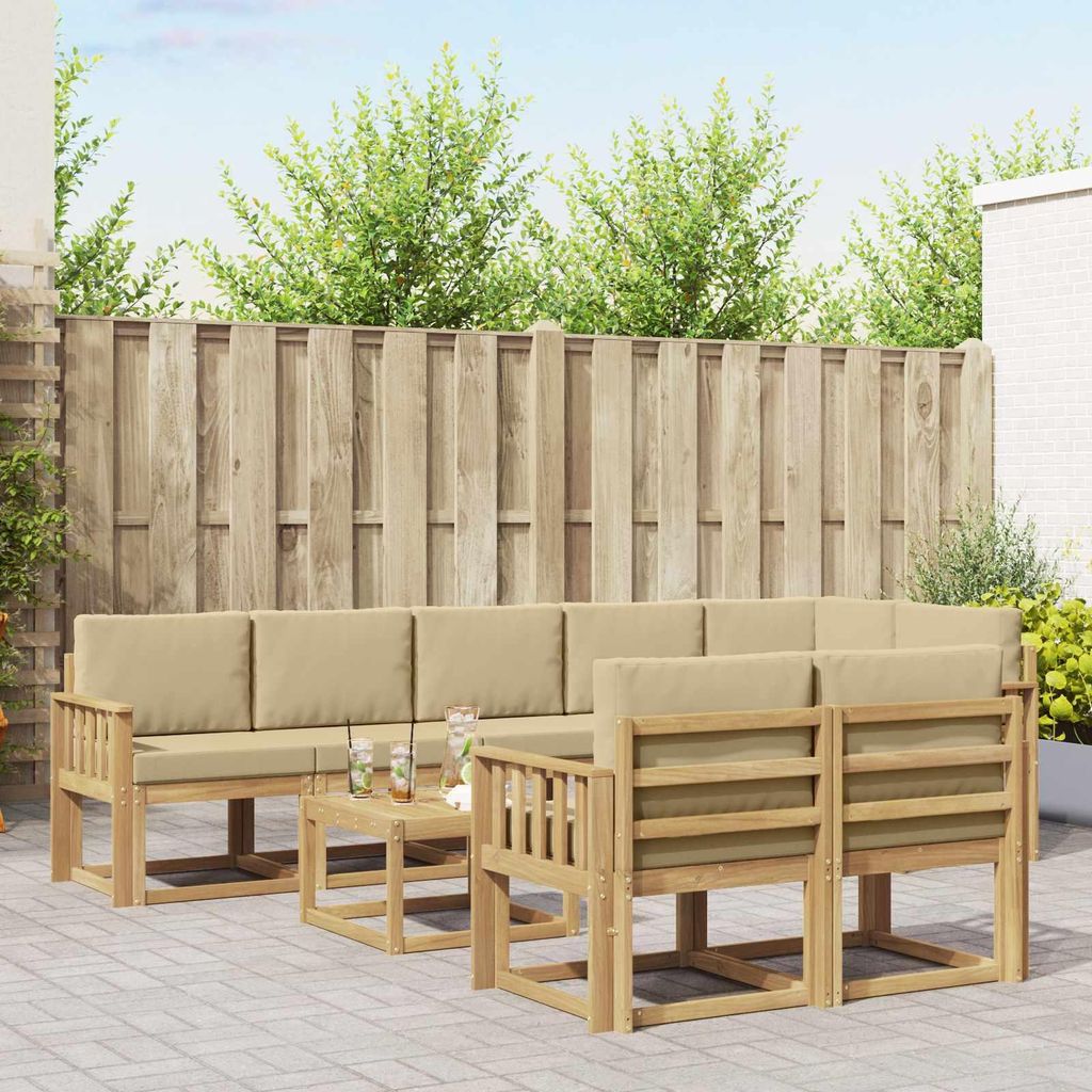 Möbel Outdoor-Sofagarnitur mit Kissen 9 pcs Weiß und Beige PolyesterGartensofas - Gartensofas c3164