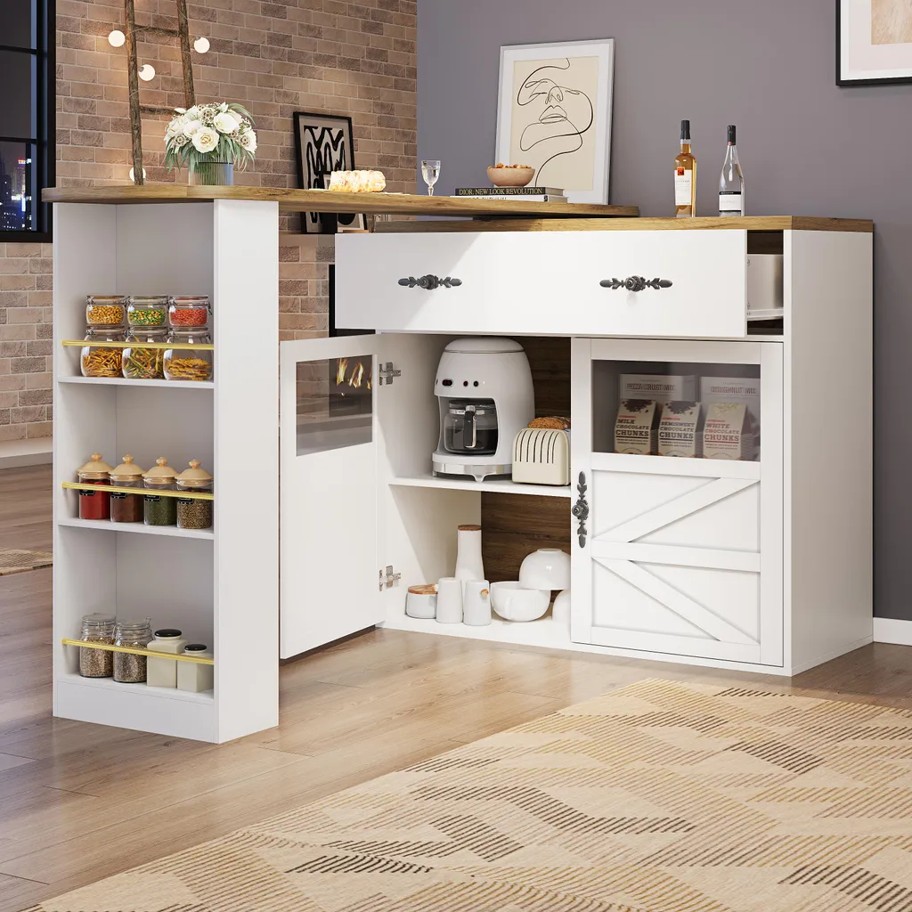 Table Haute de Cuisine Pivotante pour Gain de Place et Rangement