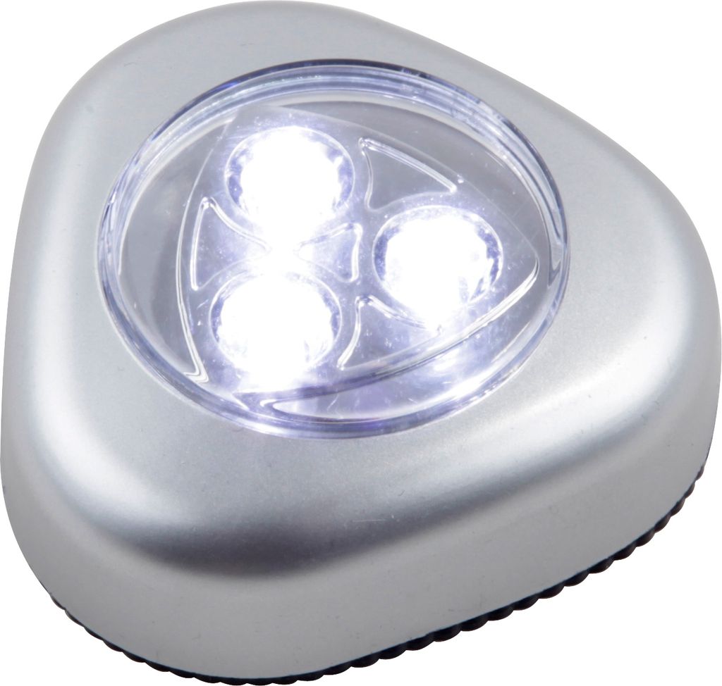 Globo Flashlight Pushlight Kunststoff Silber metallic, 3xLED; 31909