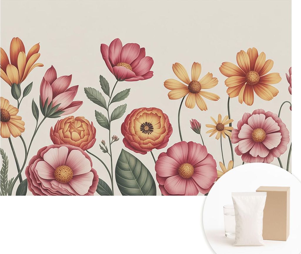 Fototapete - Wandbilder für Wohnzimmer - 104x70 cm - Dekorative Wandfolie - Modernes Design für Wanddekoration - Tapeten für Innenräume - Blume...