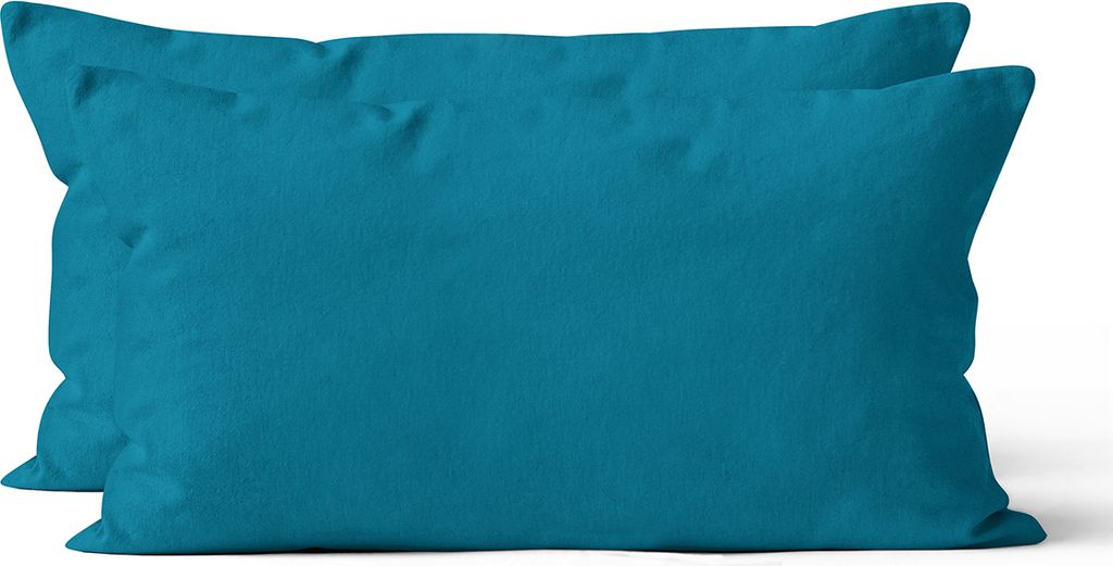 2 er Set Mikrofaser UNI Kissenhüllen Kissenbezüge Kopfkissenbezug 40x80 cm, Dunkeltürkis