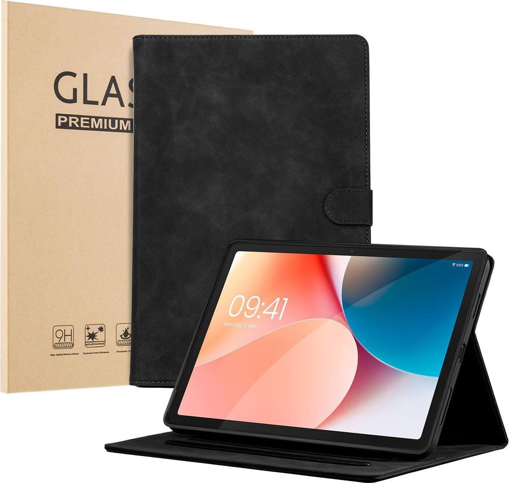 LBH Tablet Schutzhülle + 2x 9H Display Glas für Samsung Galaxy Tab A9+ 2023 11 Zoll Cover Case Schutz Tablet Farbe: Schwarz