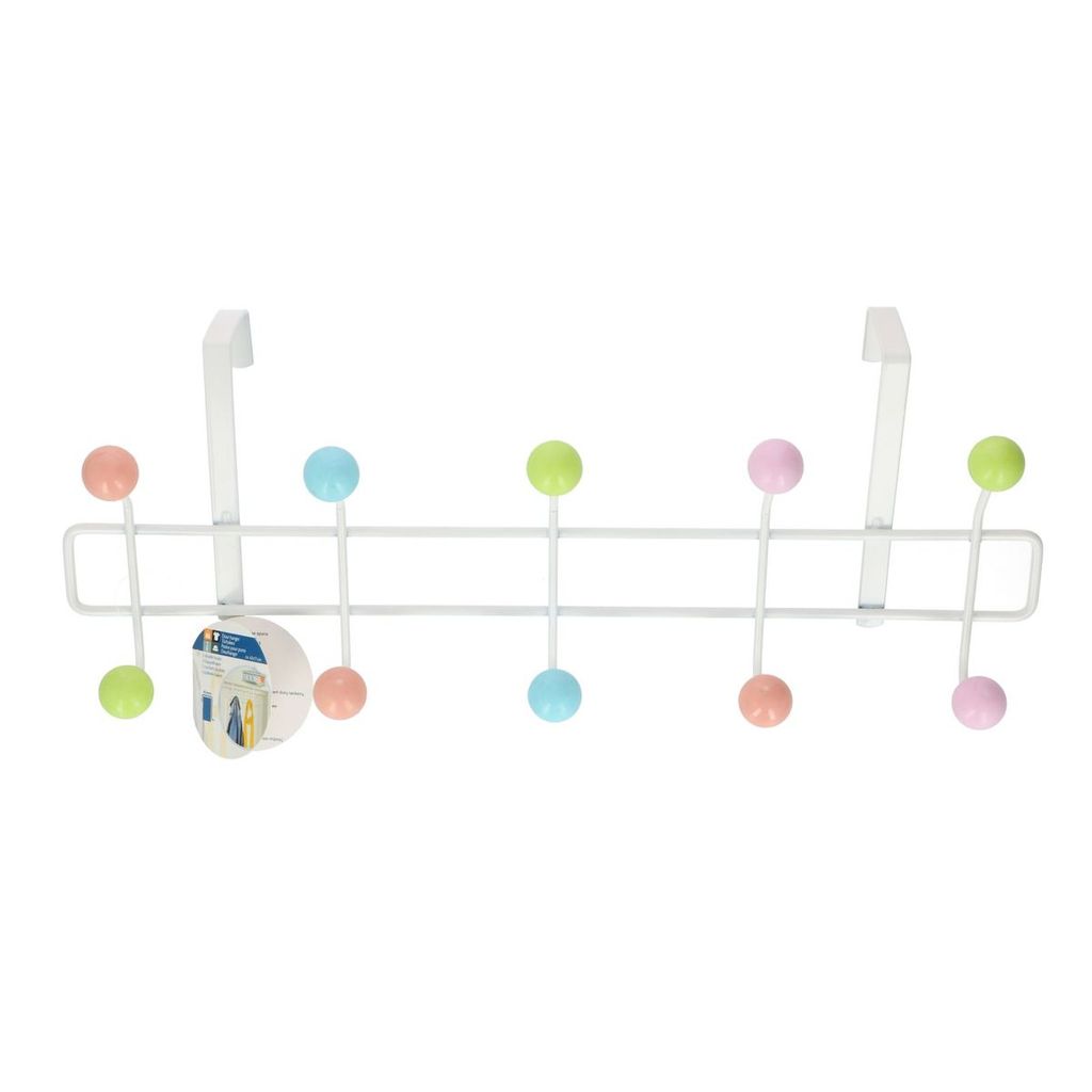 türhänger 10 Haken Stahl 42 x 17 cm weiß Produktbild 