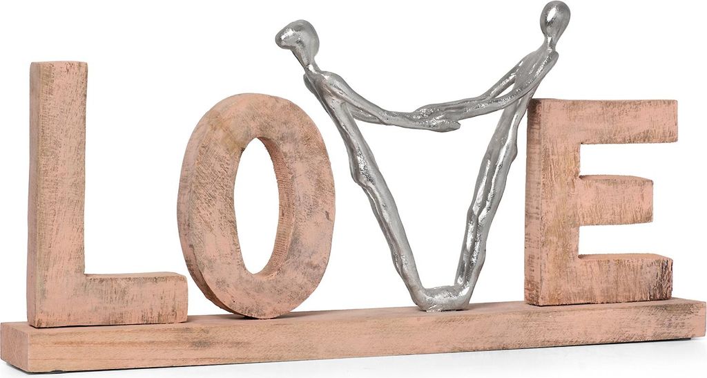 Moritz Skultur Love Aufsteller | Liebe | Liebespaar | Verliebt sein | 57 x 7 x 26 cm | Holz bemalt in Rosa | Liebende | Hochzeit | Zeichen