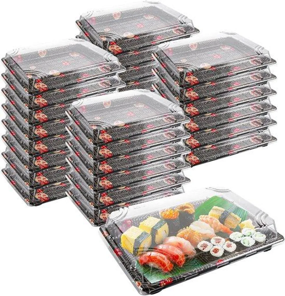 Lote de 30 Lunch Box en plastique noir avec couvercles hermétiques