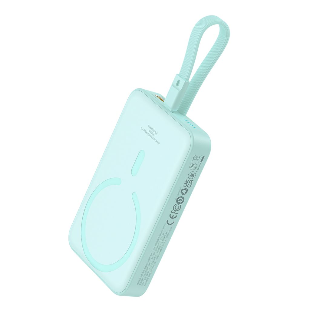 Baseus Mini Magnetische MagSafe Powerbank 10000mAh 20W mit Lightning-Kabel - Blau + Simple USB-C auf USB-C Kabel 60W 0.3m
