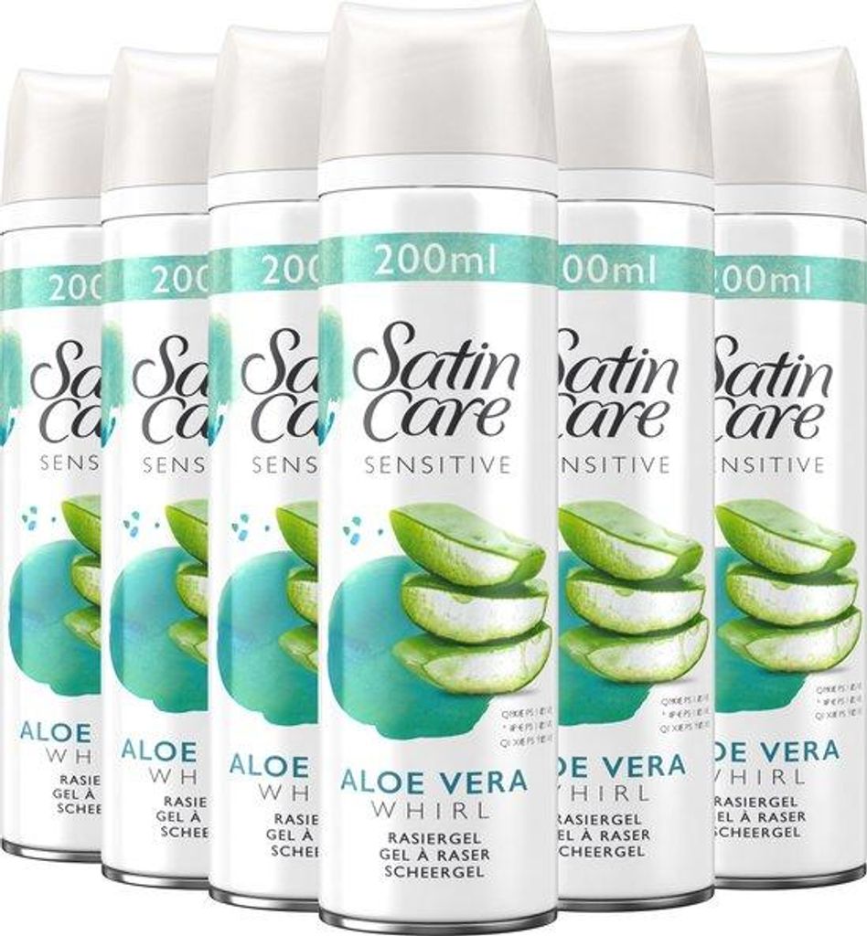 Gillette Venus Satin Care Rasiergel für empfindliche Haut für Frauen – 6 x 200 ml Sparpackung