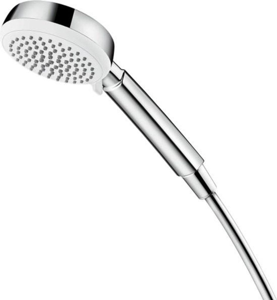 Crometta 100 Handbrause mit 4 Strahlarten, Weiß/Chrom 26824400 – Hansgrohe, Duschkopf mit Massage- und Regendusche, inklusive Filter