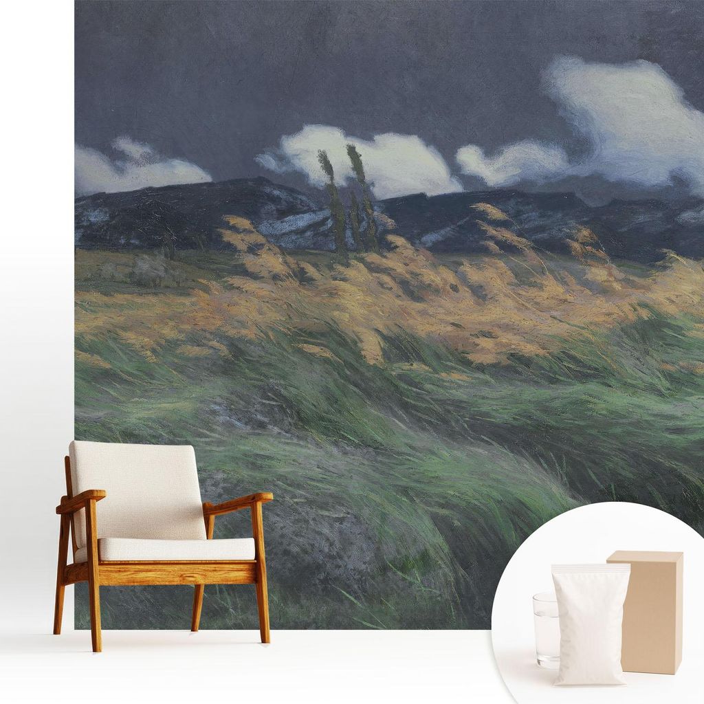 Fototapete - 250x250 cm - Tapete - Wandtapete - Wandbilder - Dekofolie - Tapete Folie - Wand - Dekoration - Wohnzimmer - Verwehtes Gras