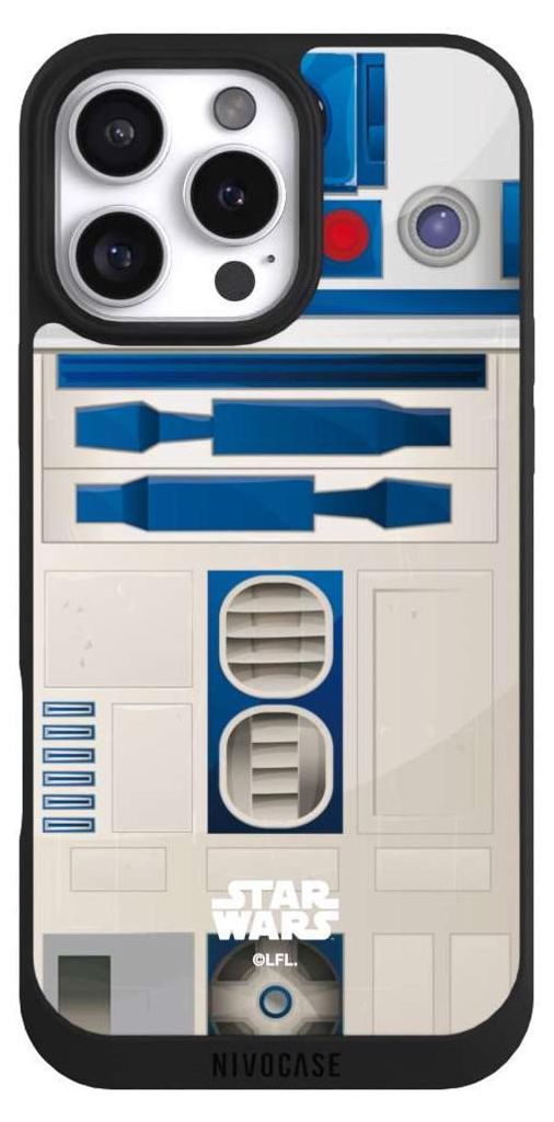 NIVOCASE Handyhülle für Apple iPhone 16 Pro Max Hülle NIVOpure Case Schwarz Fanartikel Star Wars R2D2