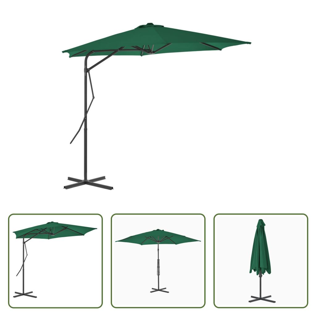 The Living Store Sonnenschirm mit Stahl-Mast 300 cm Grün