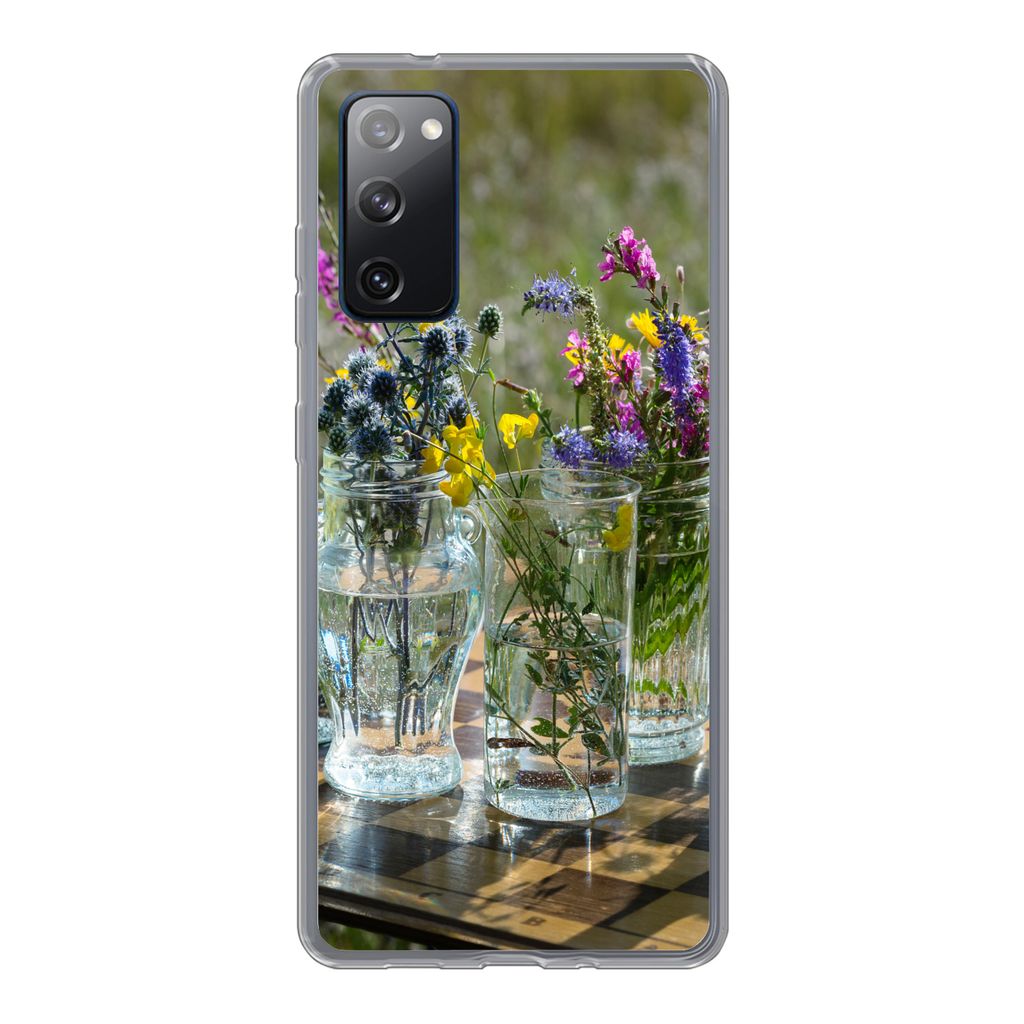 MuchoWow Handyhülle Schutzhülle Hülle für Samsung Galaxy S20 FE Vase - Blumen - Farben Silikon Softcase Handy Hülle - Abdeckung