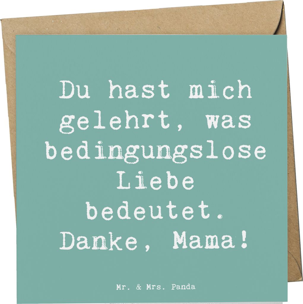 Mr. & Mrs. Panda Grußkarte Spruch Mama Liebe - Meeresbrise - Geschenk, einzigartig, Danke sagen, Freude, doppelkarte, Bedanken, Glückwunschkarte,...