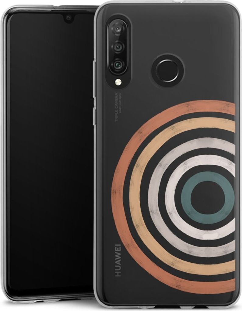 DeinDesign Handyhülle für Huawei P30 Lite Silikon Hülle Case Smartphone Schutzhülle Kreise Regenbogen Wasserfarbe